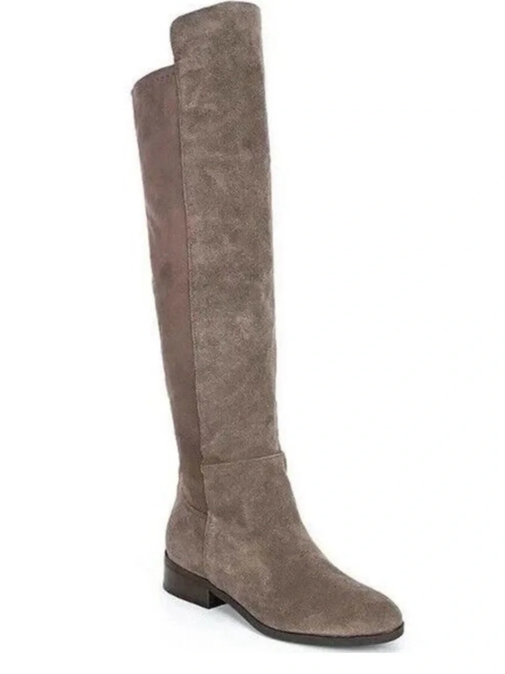 Lucky Brand Calypso Suede Leather Over the Knee Taupe/Gray Tall Boots OTK Flat